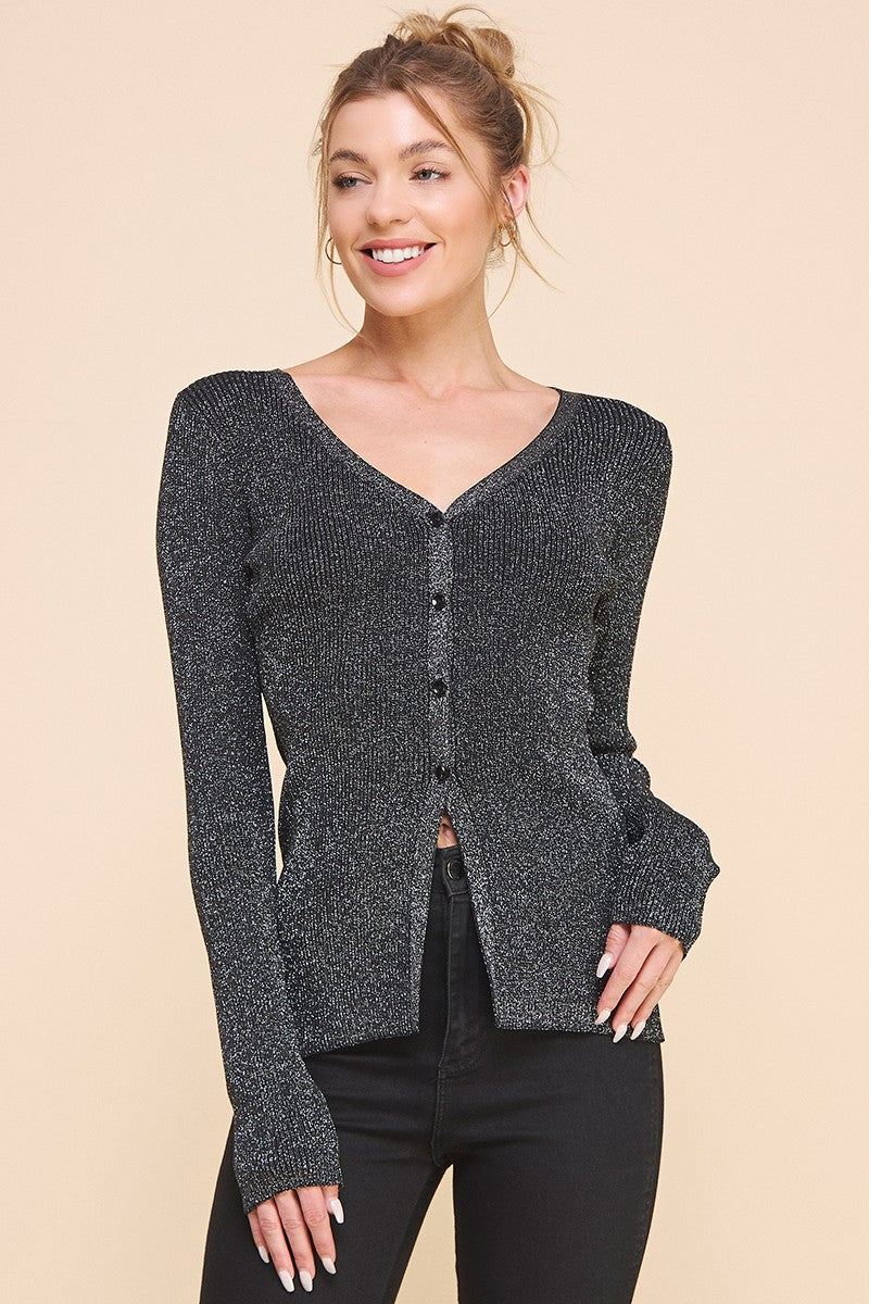 Daryl Ribbed Shimmery Cardigan