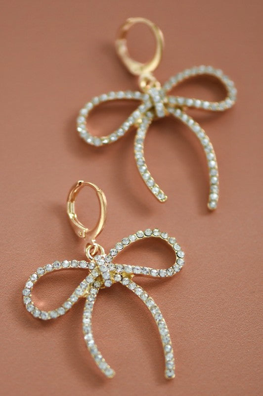 Bow earrings with rhinestones