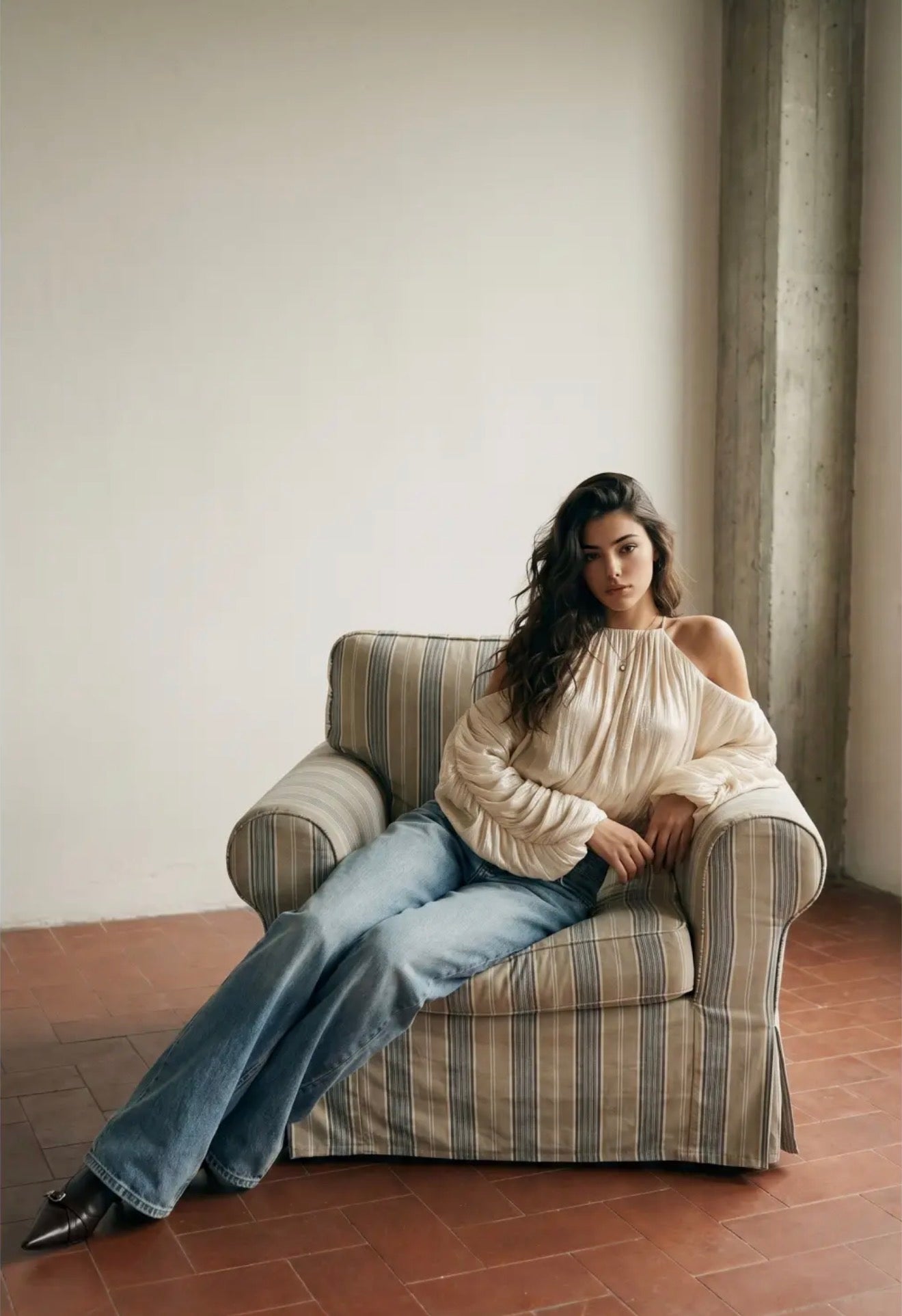 Ivory statement blouse