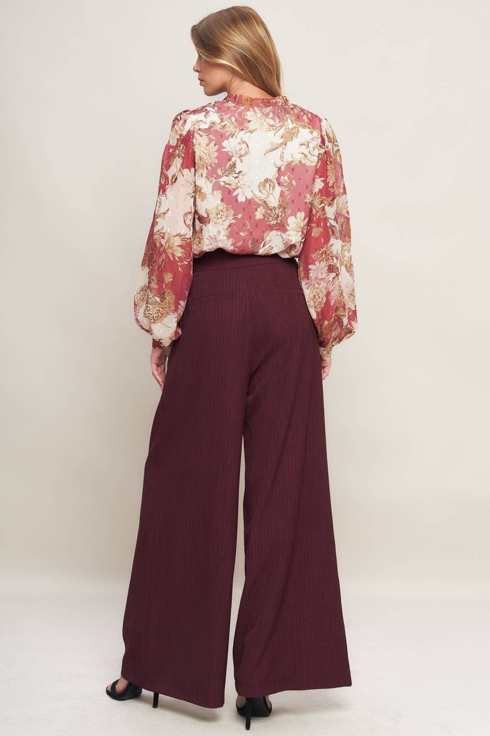 Burgundy Wide Leg Pants