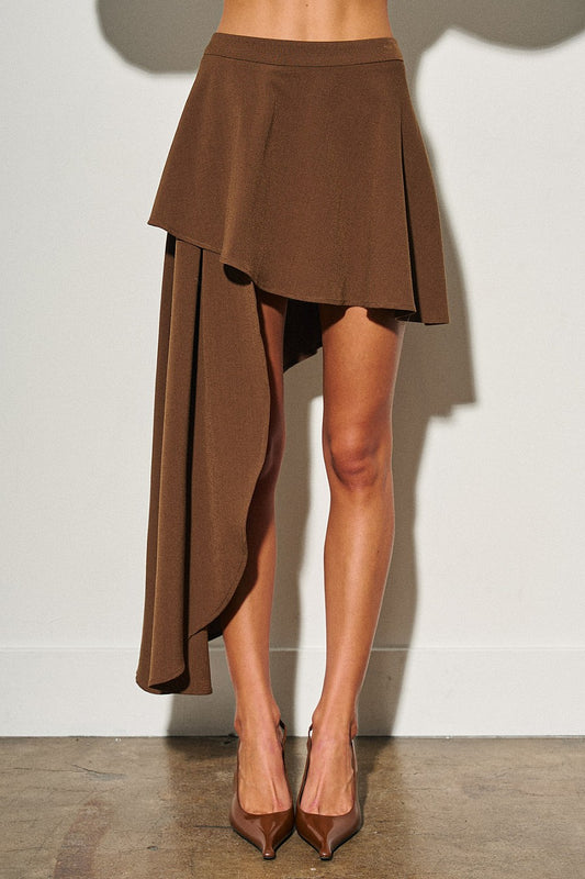 Asymmetrical Brown Skirt