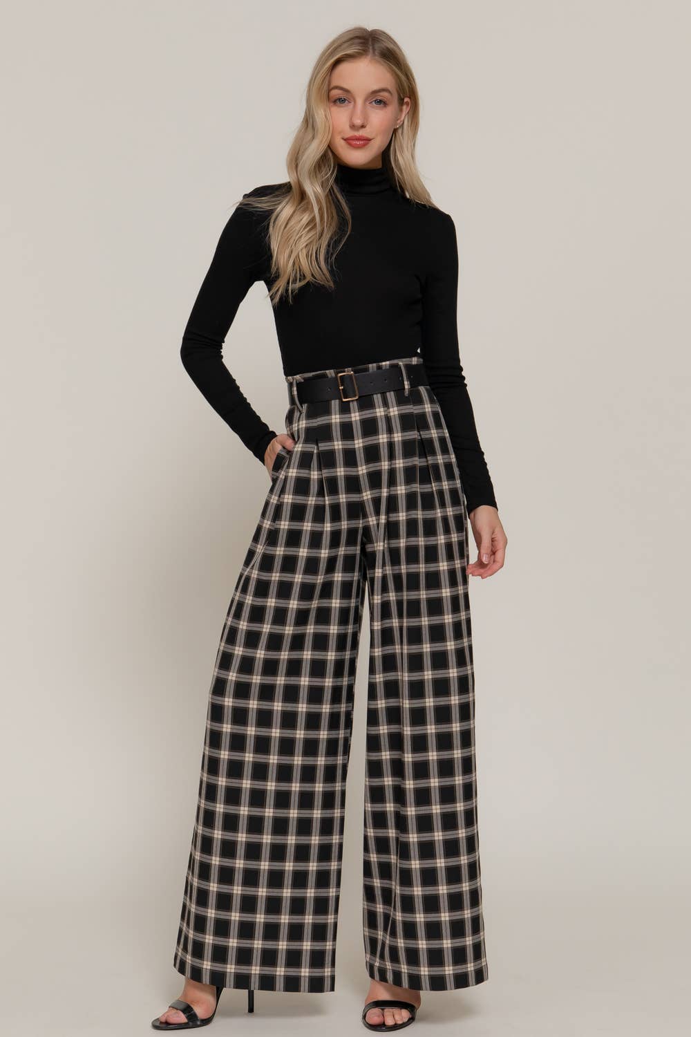 Plaid Wide Leg Pants