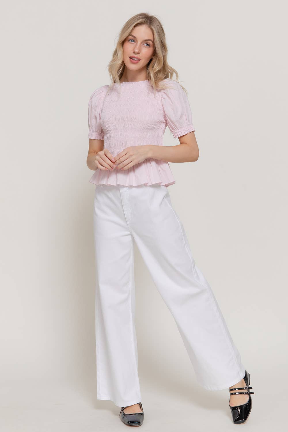 Melinda Pink Puff Sleeve Top