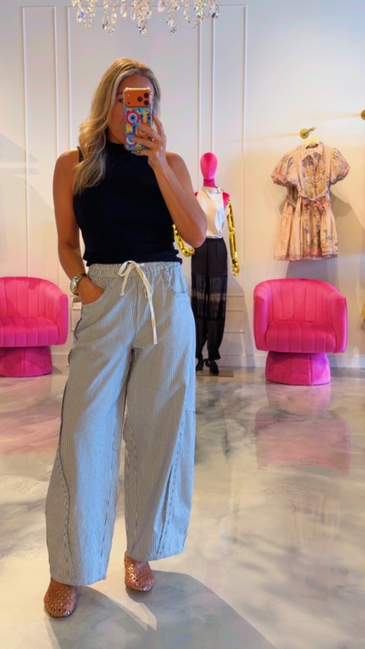 Striped Relaxed Fit Pants