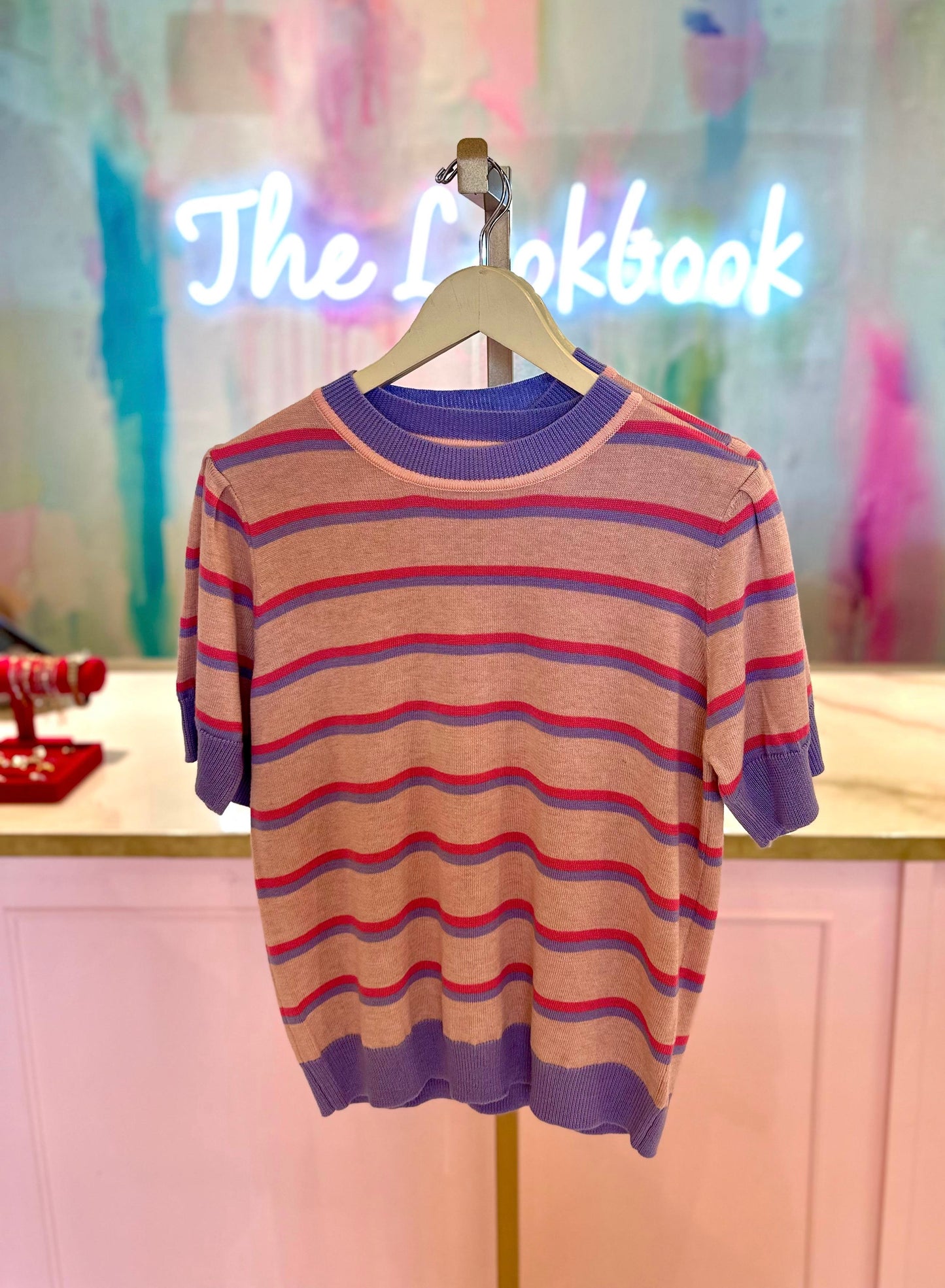 Pink Lavender Striped Top