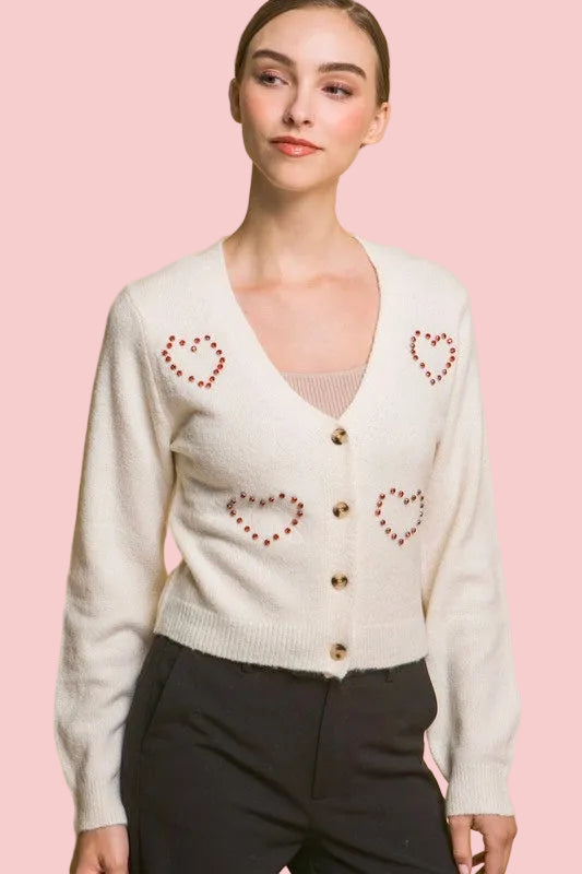 Heart Beige Cardigan