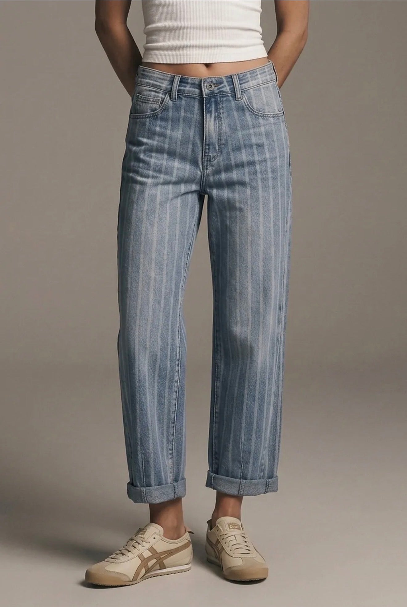 Striped Barrel Denim Pants