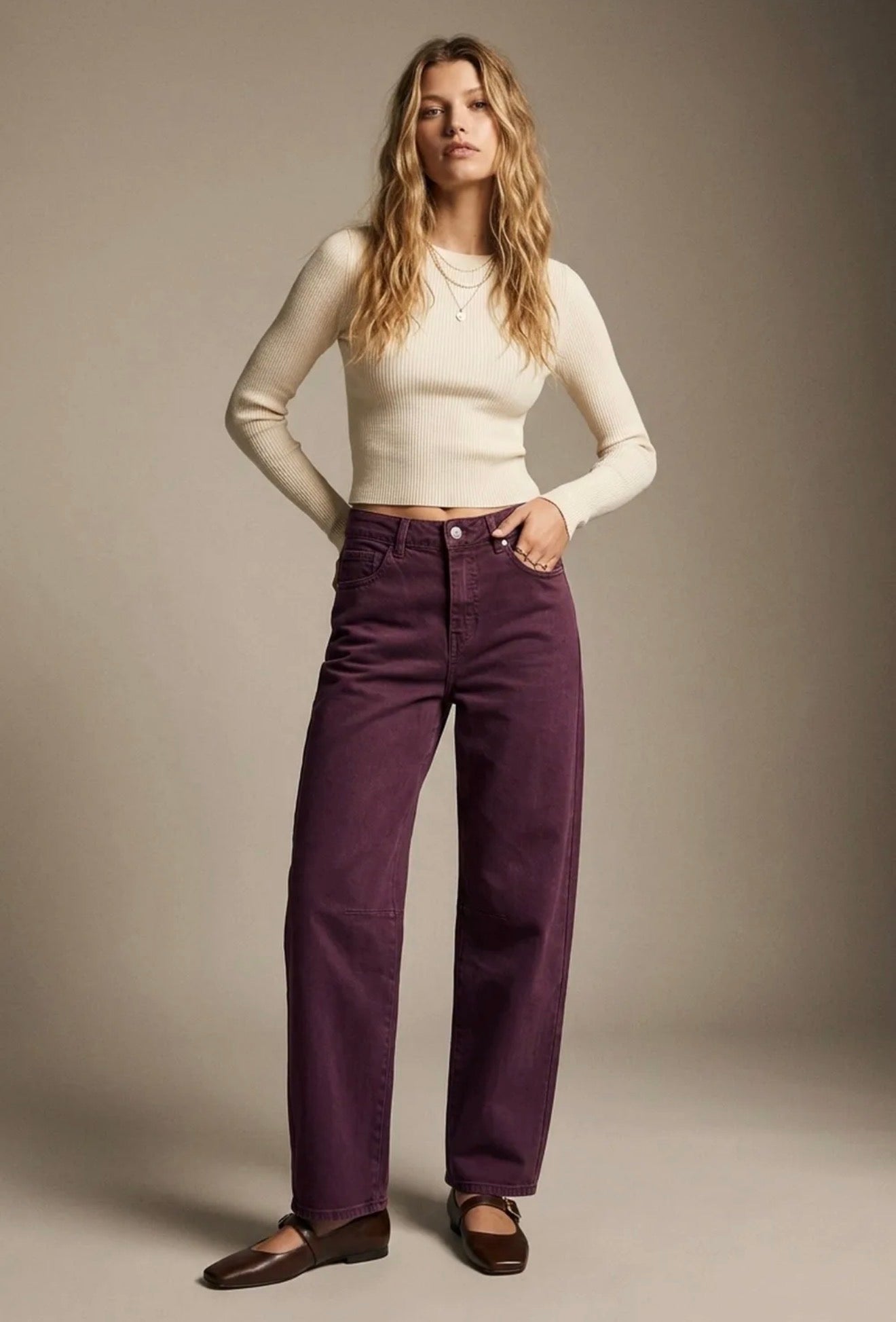 Burgundy Denim Pants