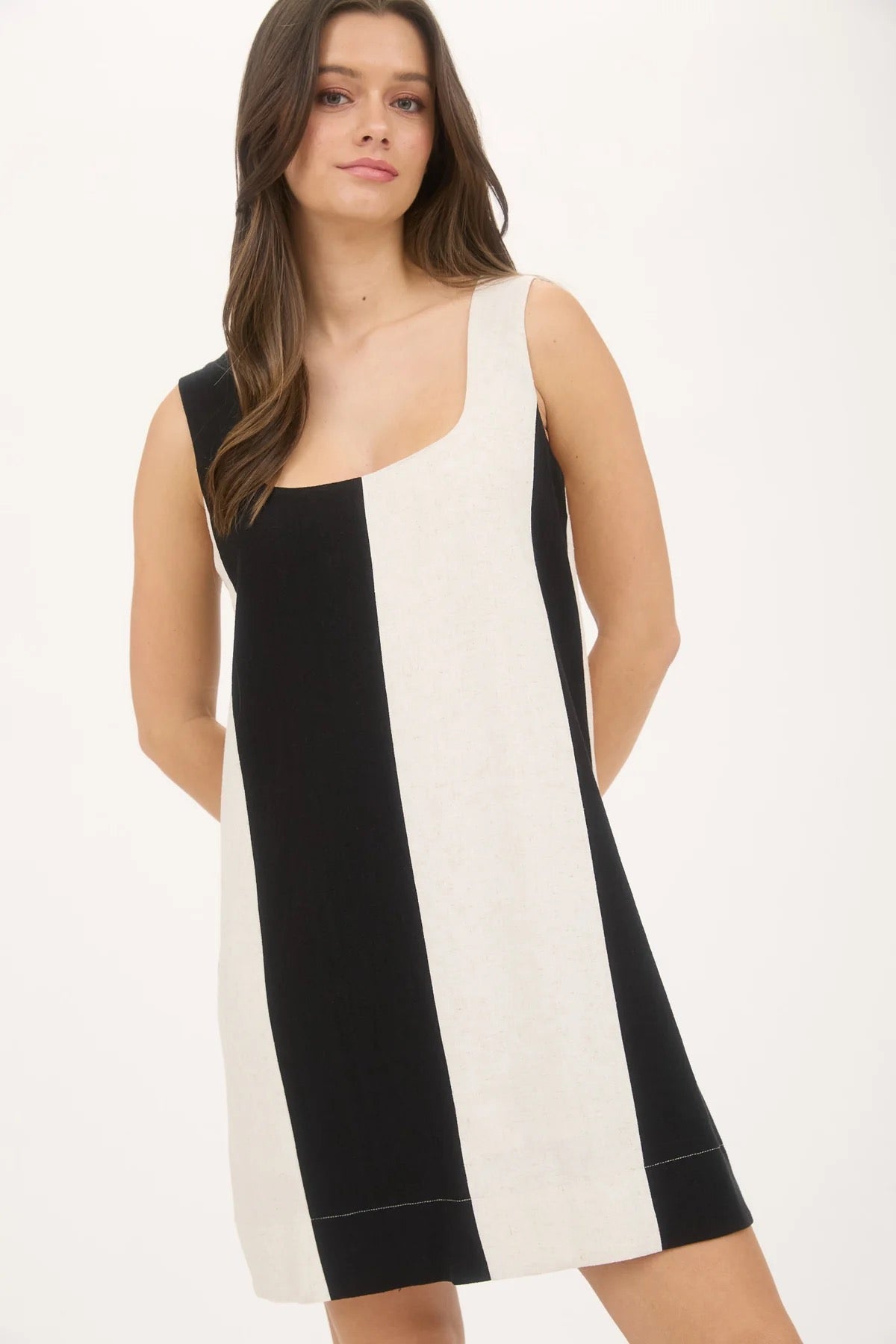 Black and White Linen Dress