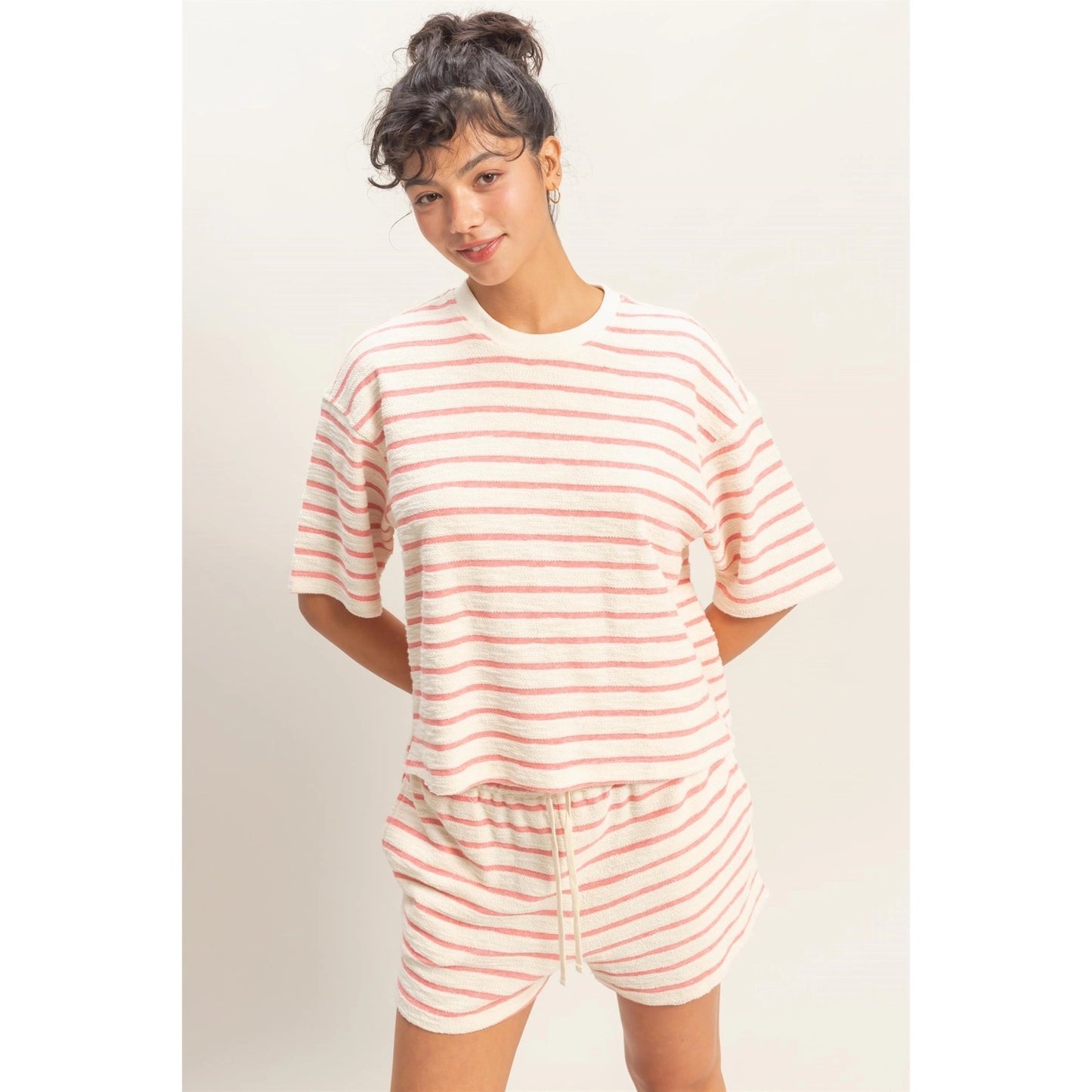 Pink Striped Short Set