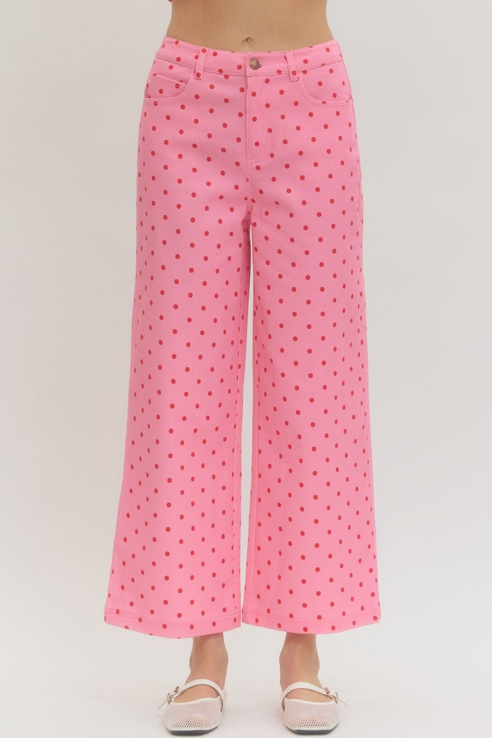 Denim Pink Polka Dot Set
