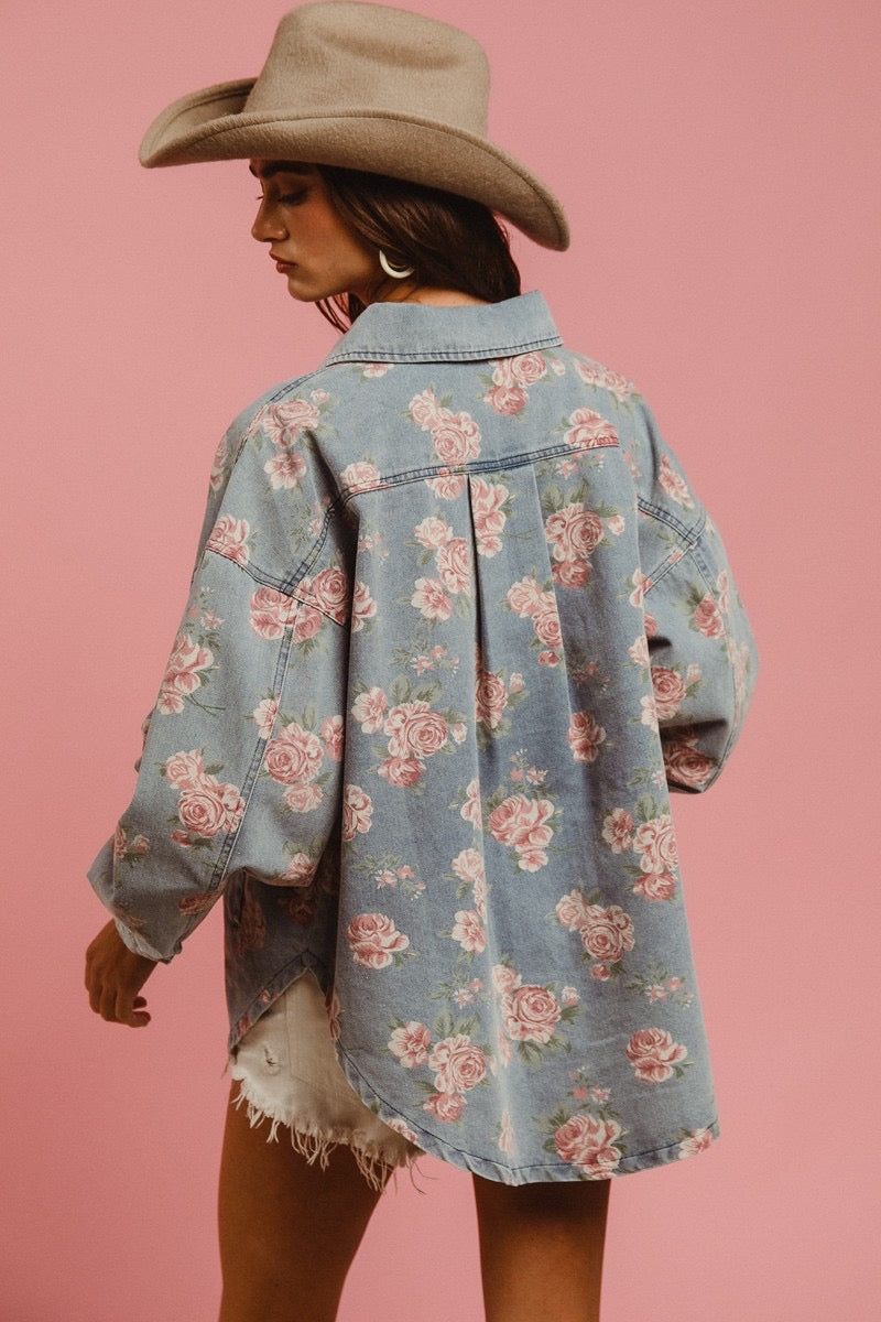 Floral Denim Shacket