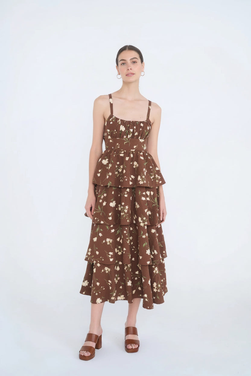 Brown Floral Dress