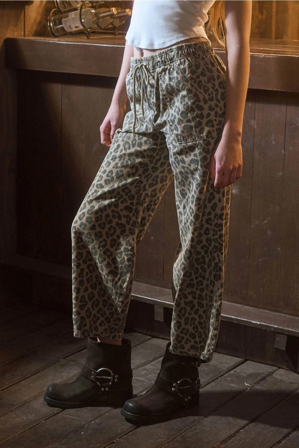Leopard Denim Pant Set