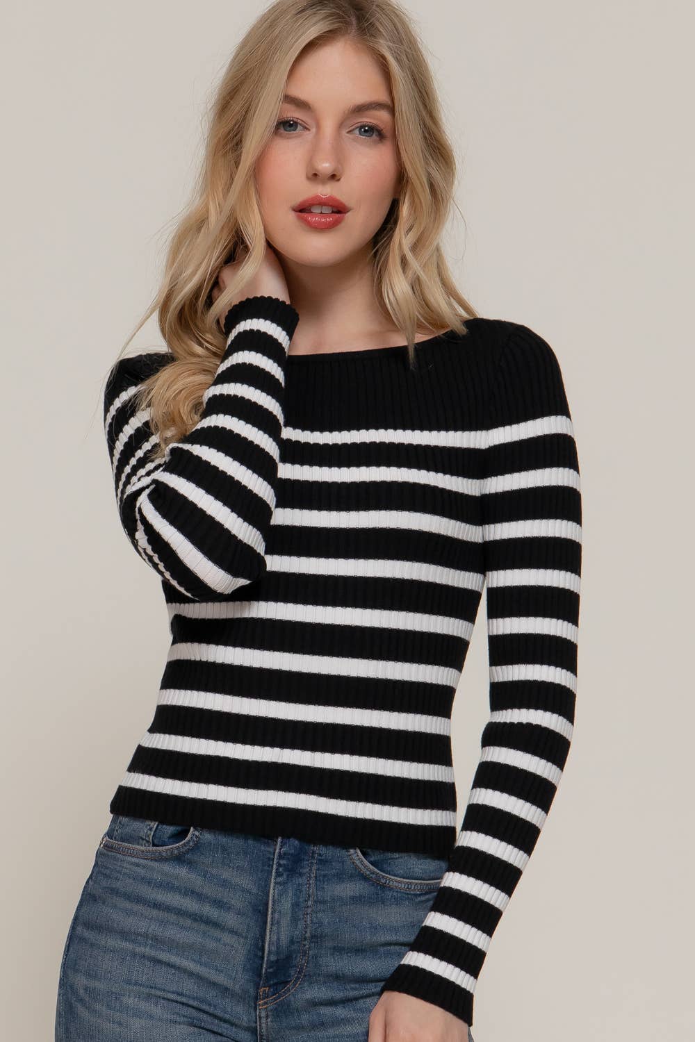 Boat Neck Stripe Sweater