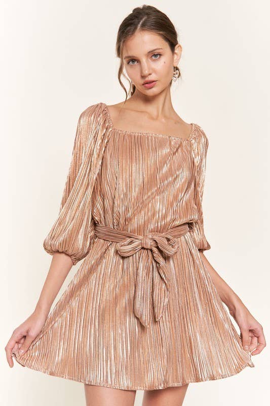 Square Neck Gold Dress