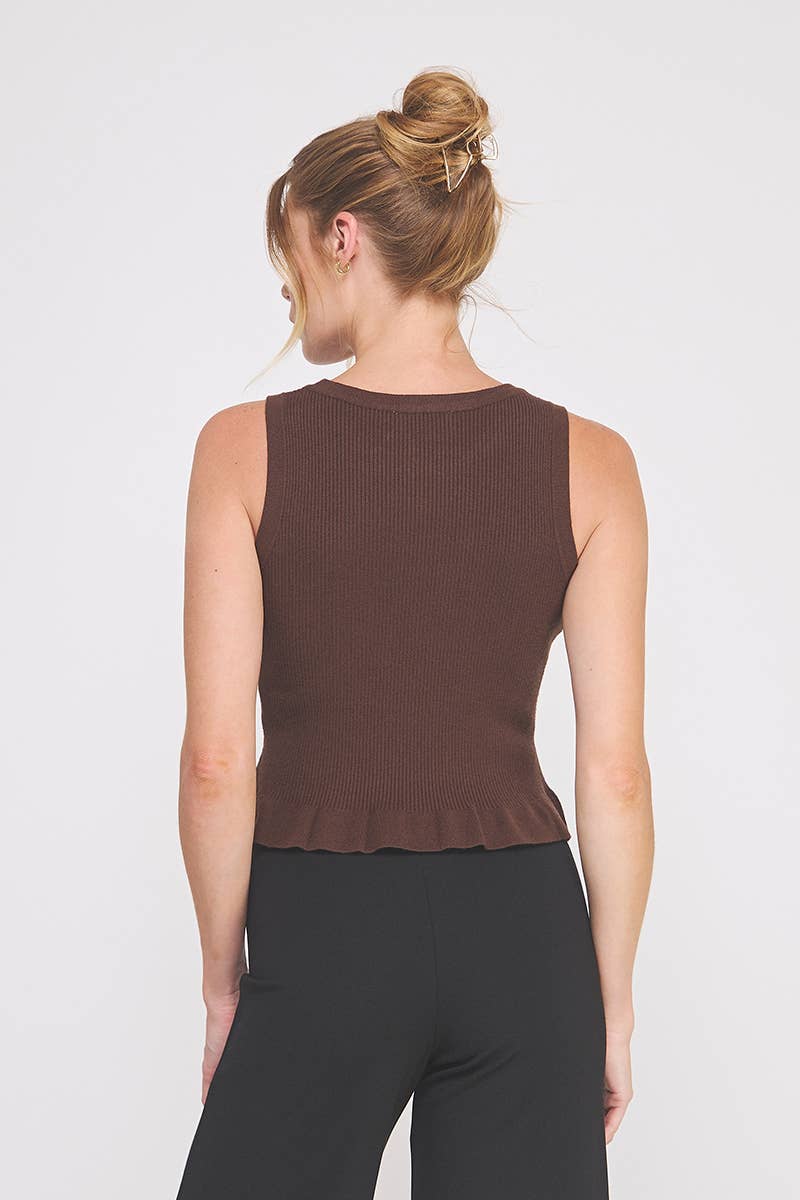 Soft Ribbed Brown Top