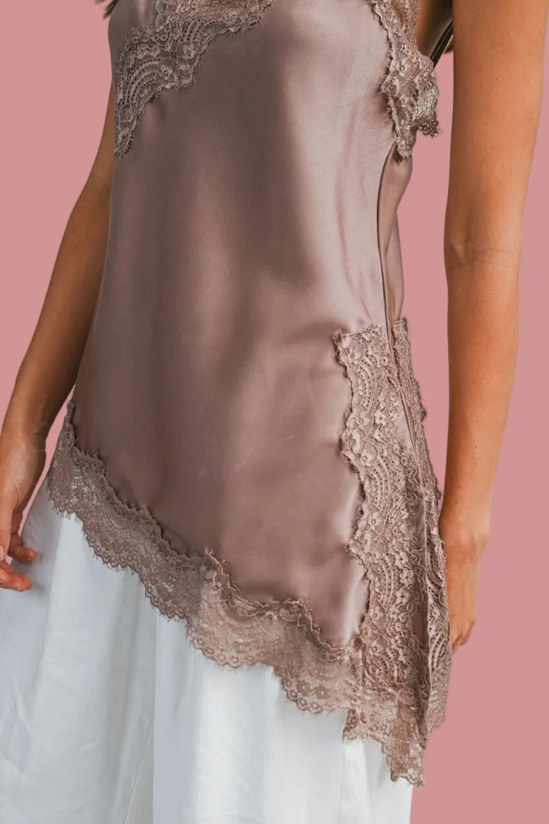 Mocha Satin Top