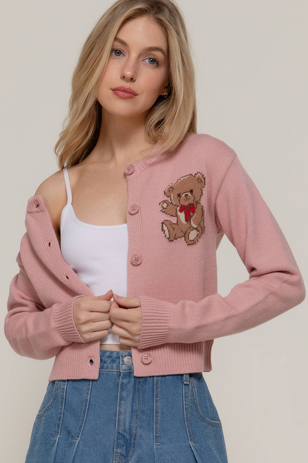 Pink Teddy  Cardigan