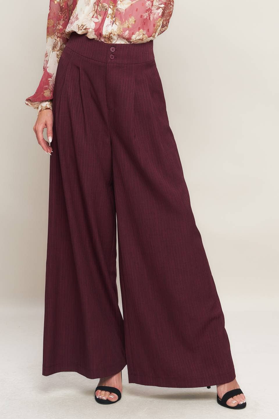 Burgundy Wide Leg Pants