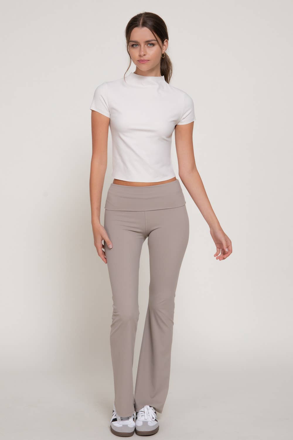 Short Sleeve High Neck Workout Top with Raw-Cut Edges