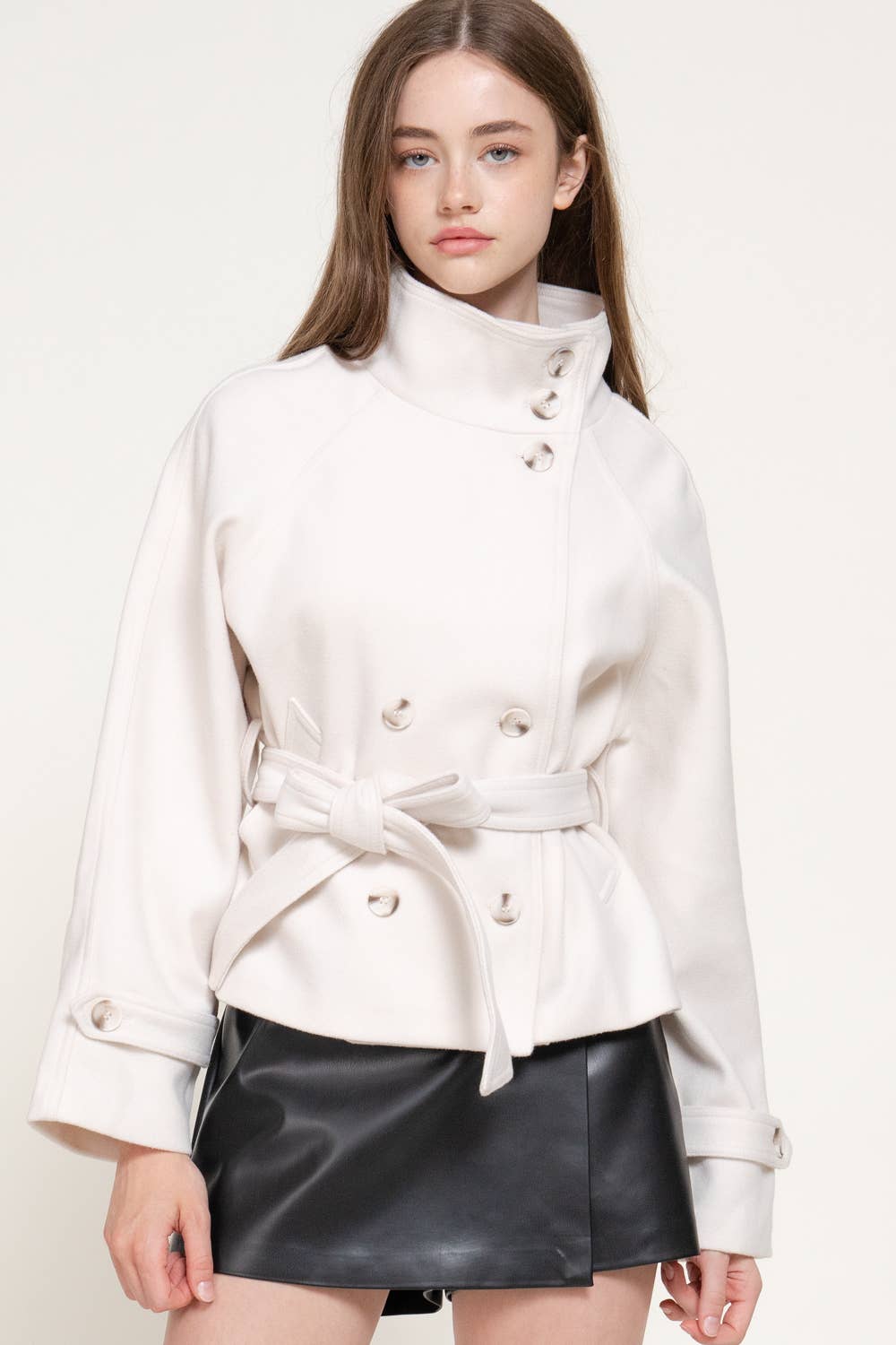 Funnel Neck Felt Jacket