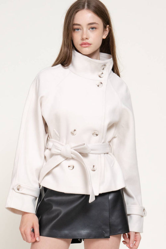 Funnel Neck Felt Jacket