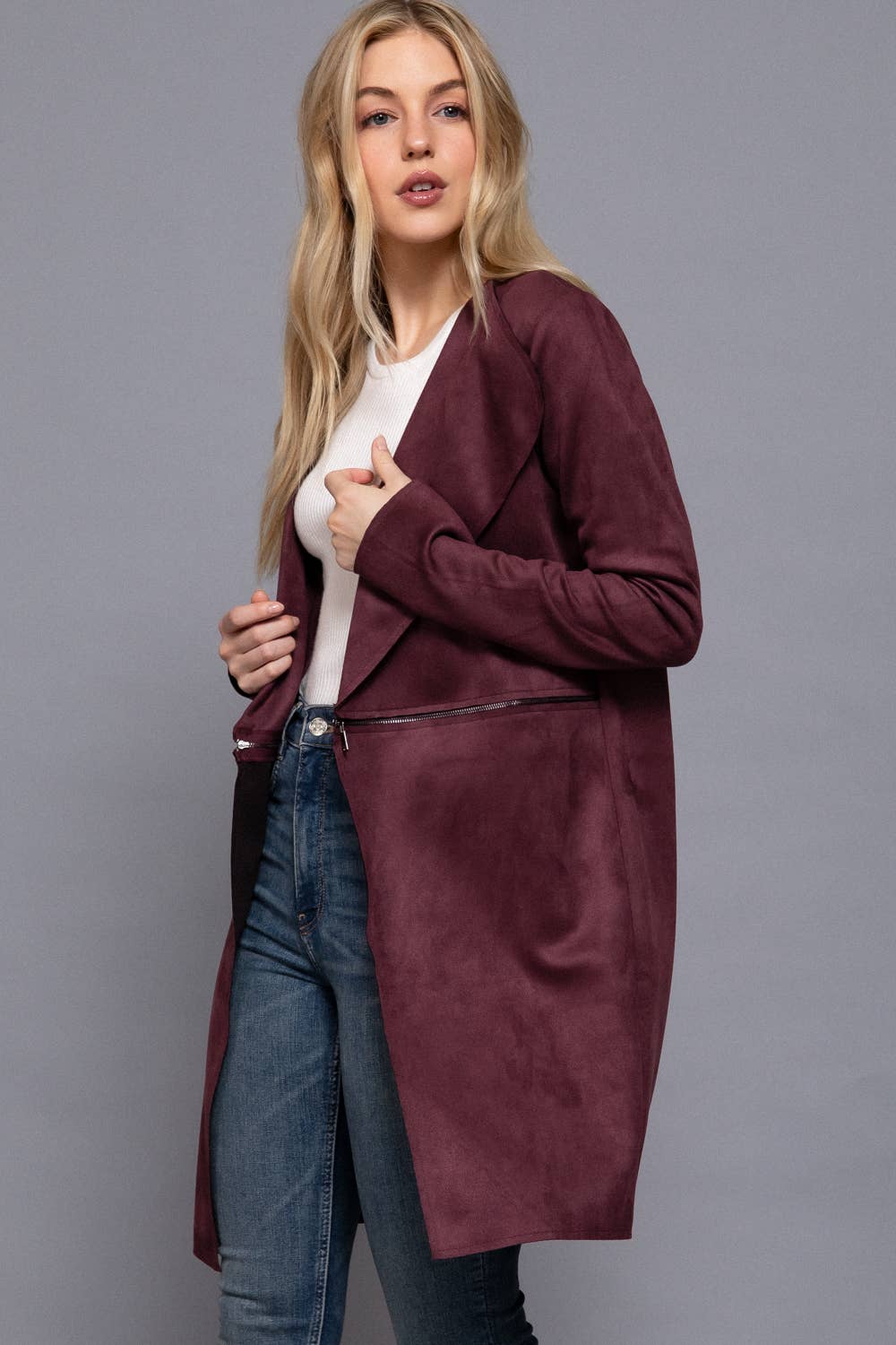 Burgundy Suede Long Jacket
