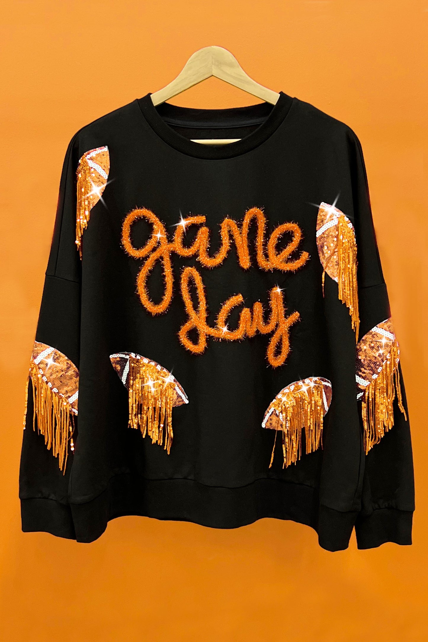 Game Day  Sequin Football Sweatshirt