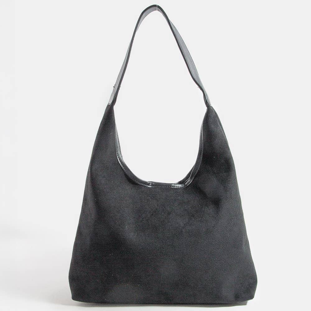 Suede Hobo Bag Black