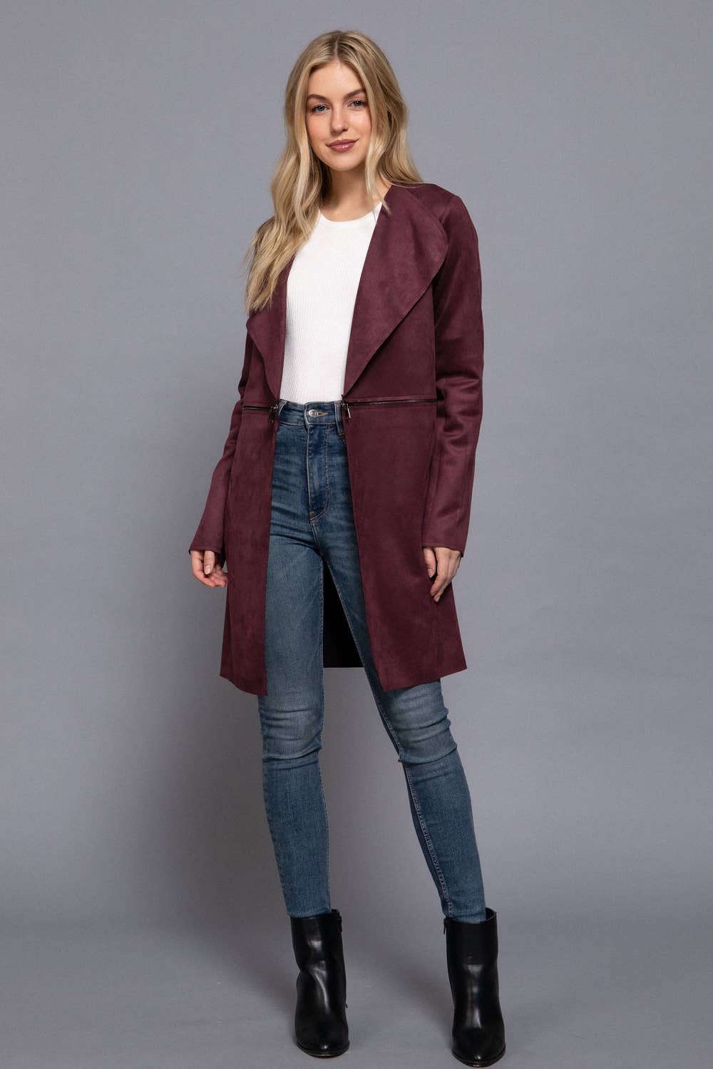Burgundy Suede Long Jacket