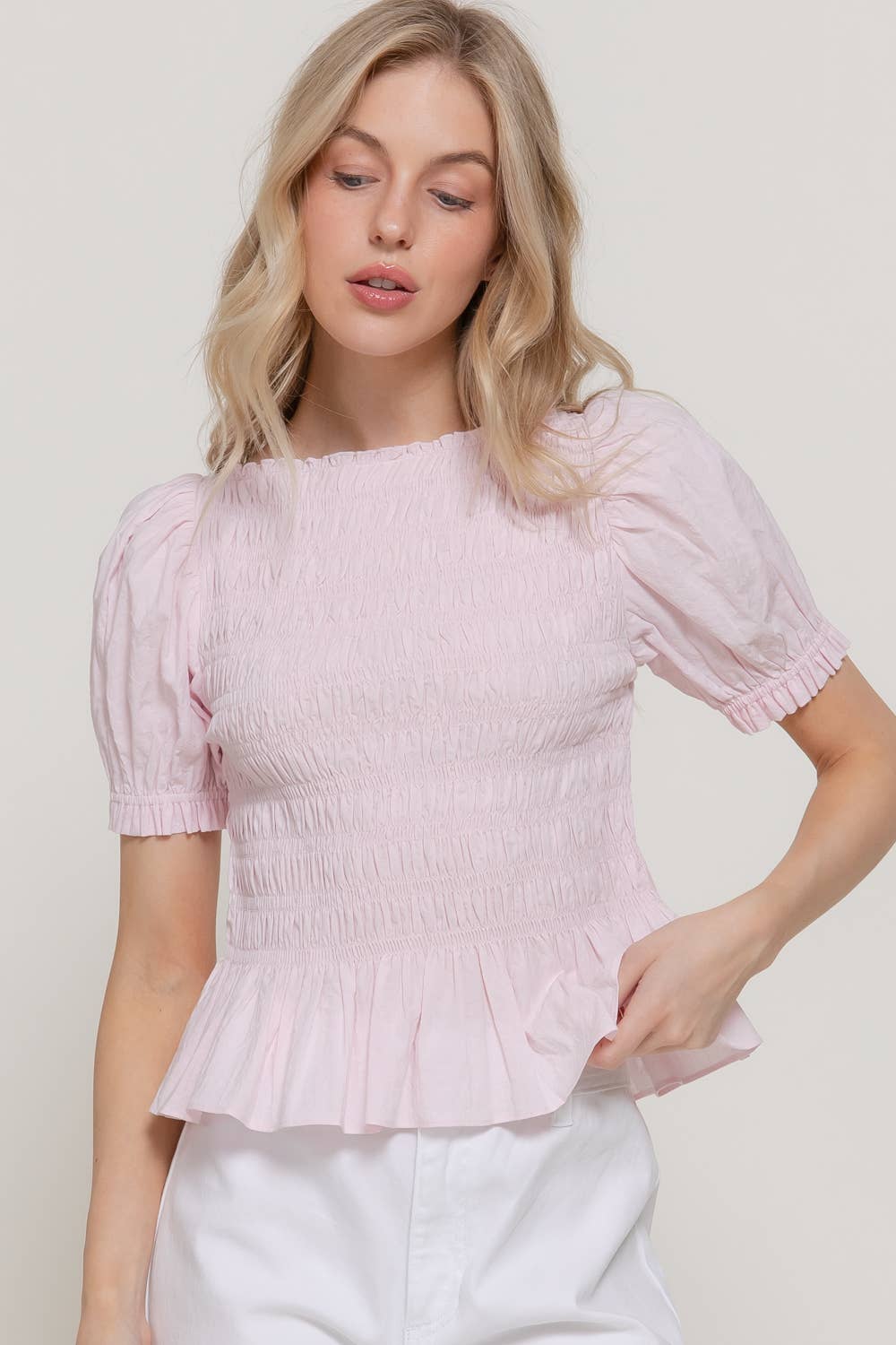 Melinda Pink Puff Sleeve Top