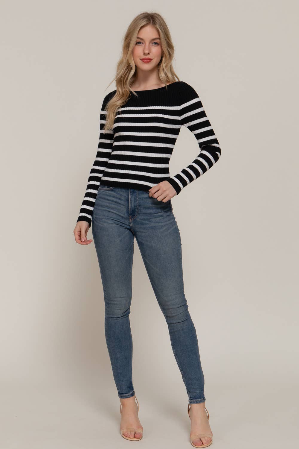 Boat Neck Stripe Sweater