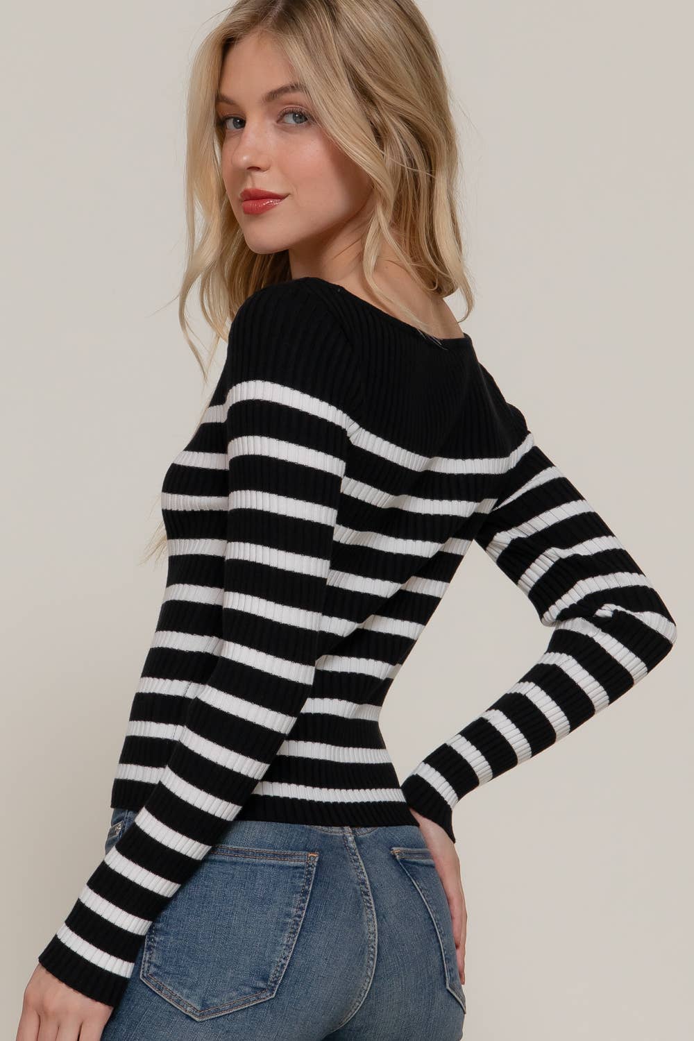 Boat Neck Stripe Sweater