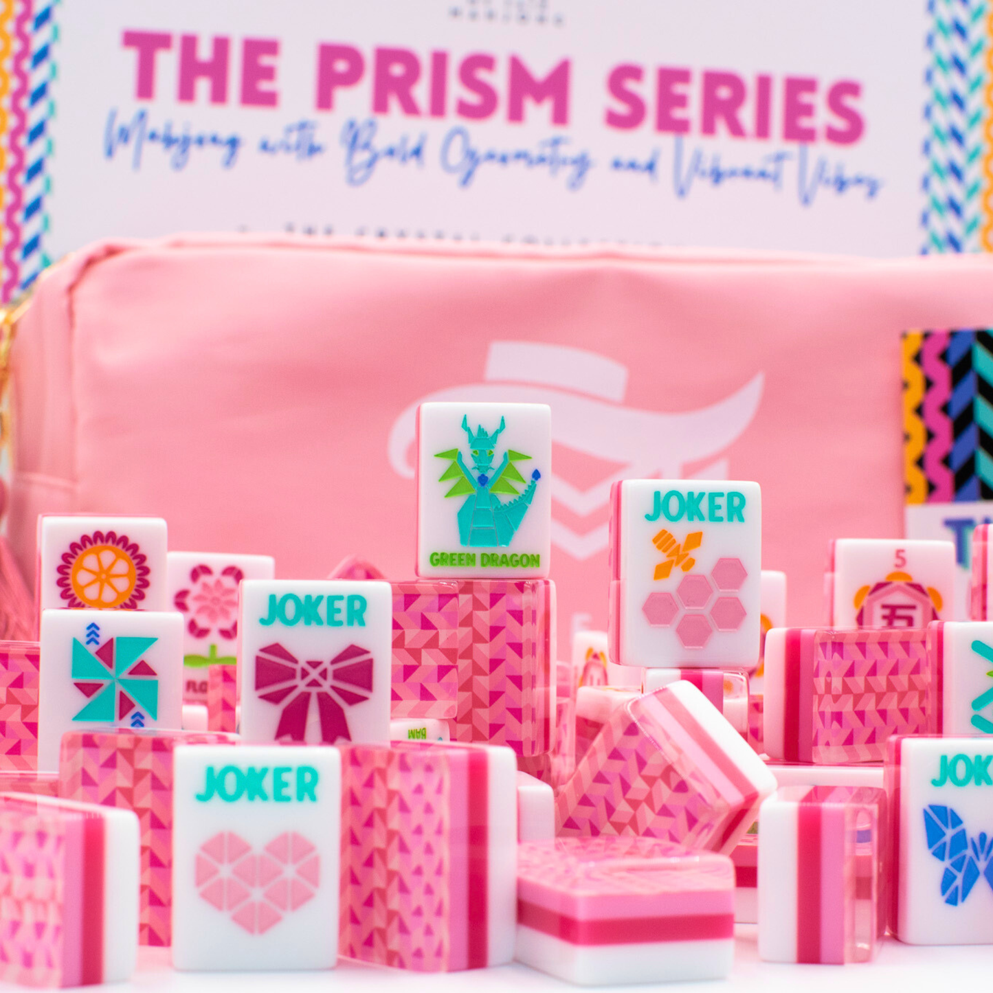 Crystal Prism Pink | Mahjong with Bold Angles and Vibrant Vibes | 1.25" x 0.9" x 0.7"