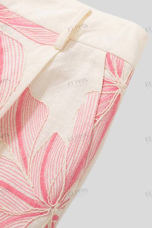 Floral Embroidery Pants