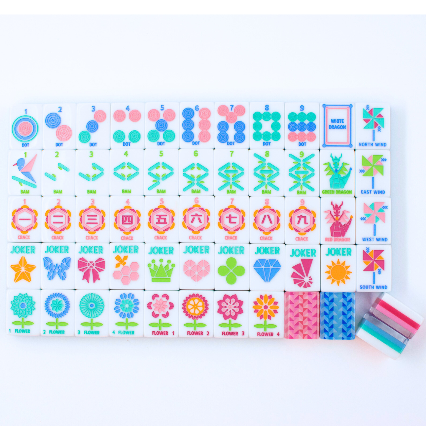 Crystal Prism Pink | Mahjong with Bold Angles and Vibrant Vibes | 1.25" x 0.9" x 0.7"