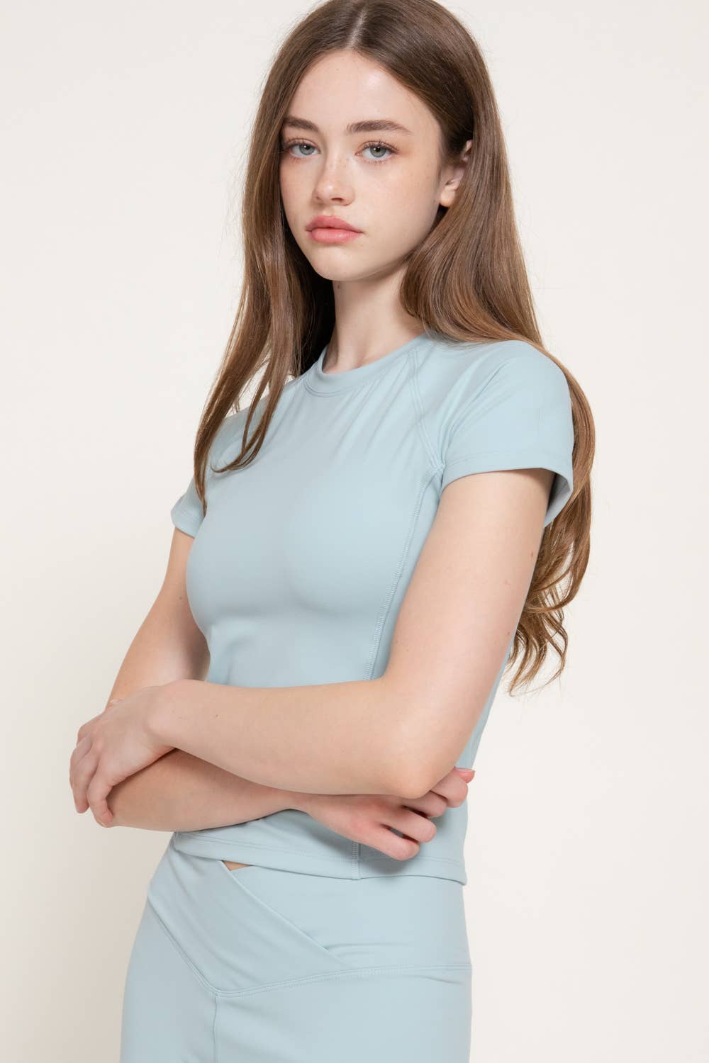 Short Sleeve Raglan Sleeve Crew Neck Workout Top