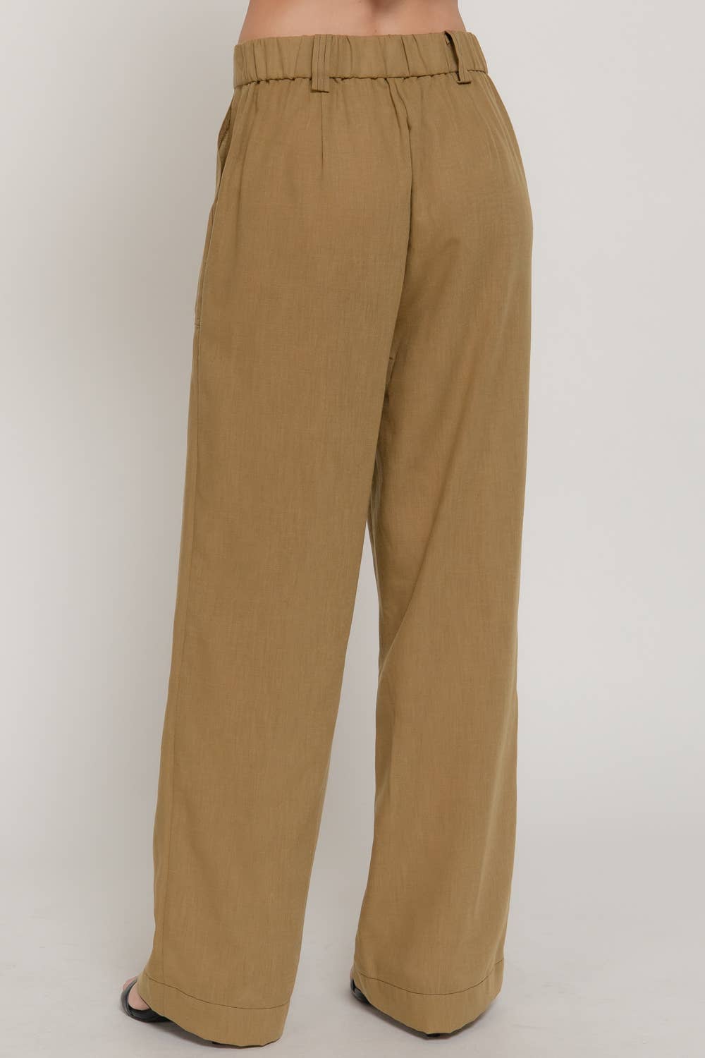 Straight Leg Linen Effect Long Pants