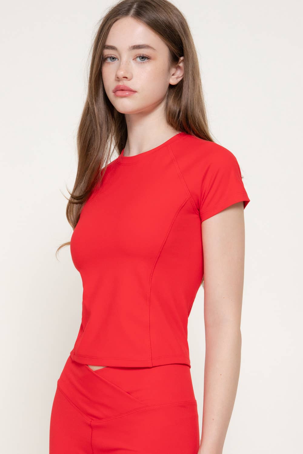 Short Sleeve Raglan Sleeve Crew Neck Workout Top