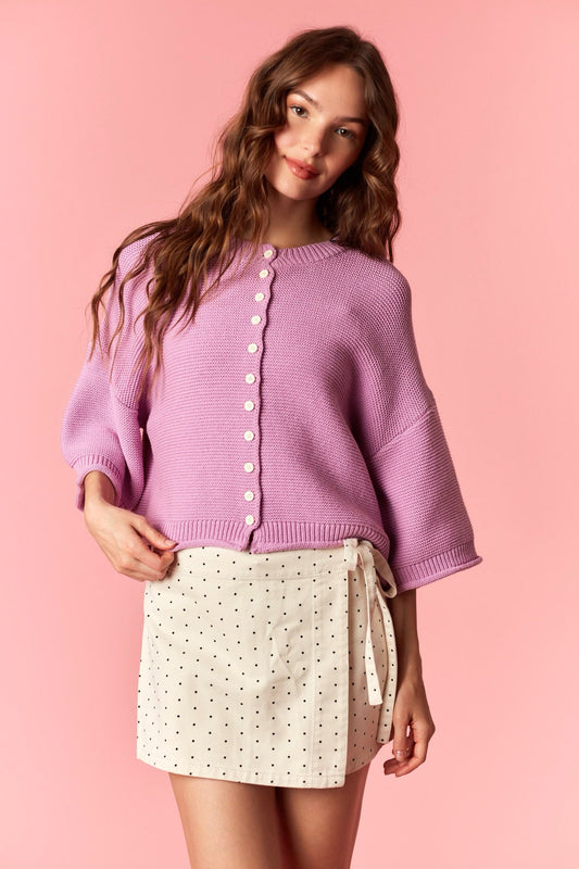 Polka Dot Denim Skort