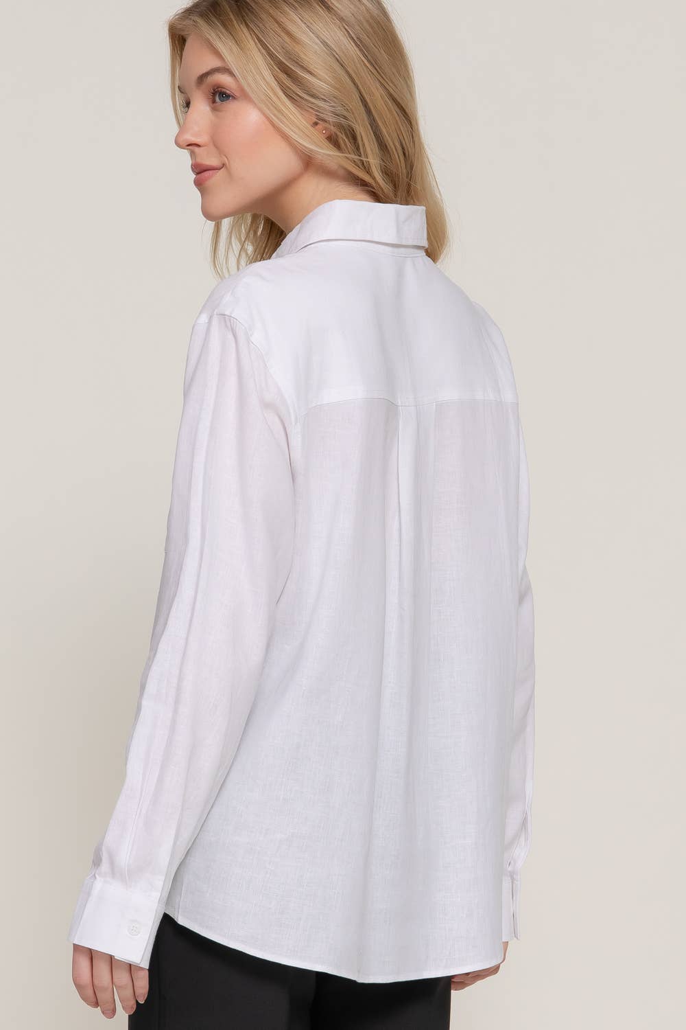 White Linen Blend Shirt