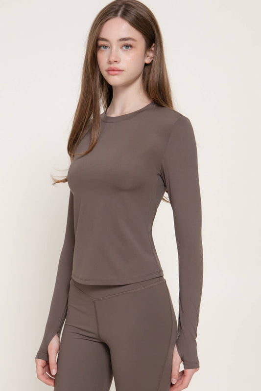 Long Sleeve Crew Neck Workout Top