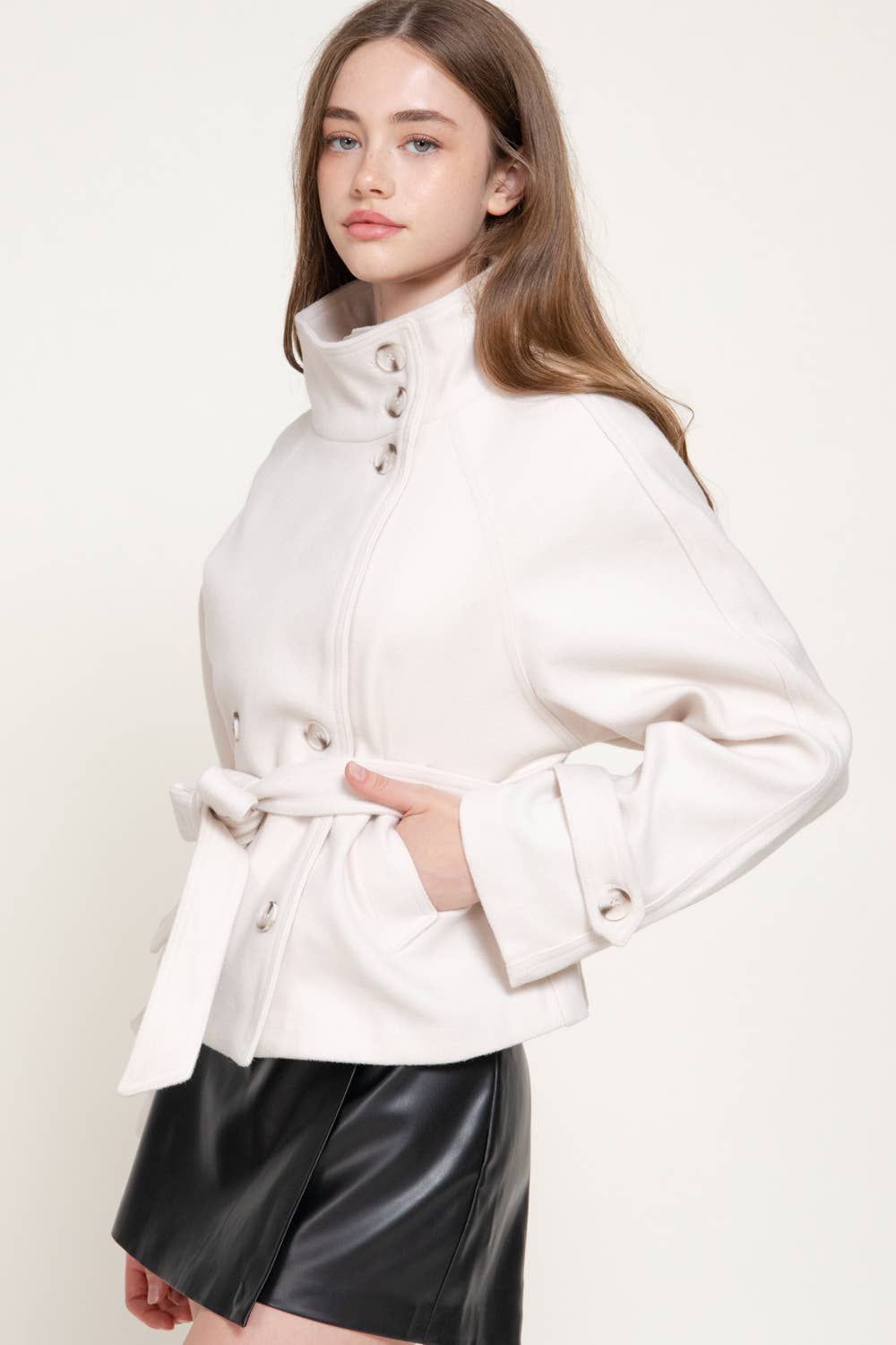 Funnel Neck Felt Jacket