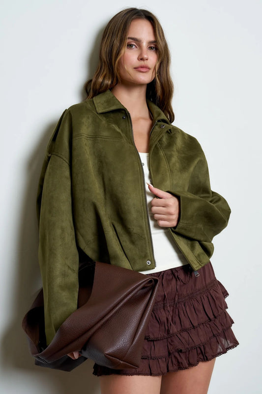Suede Bomber Jacket
