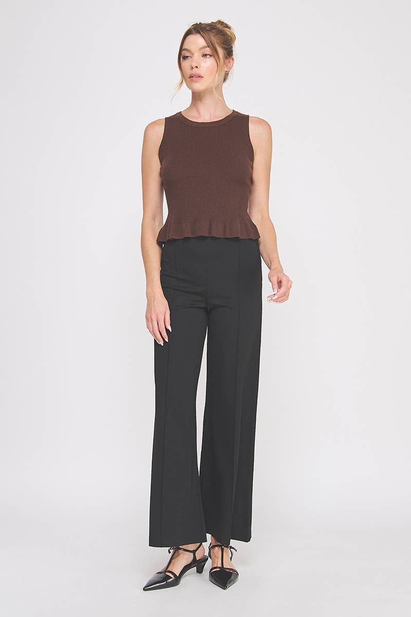 Soft Ribbed Brown Top