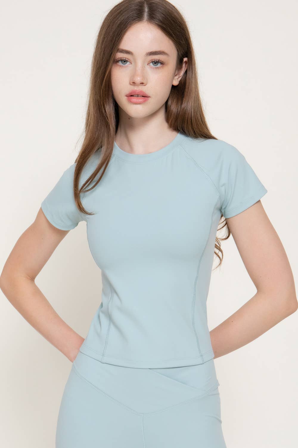 Short Sleeve Raglan Sleeve Crew Neck Workout Top