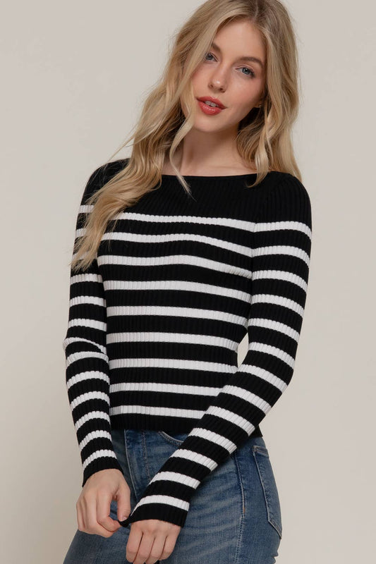 Boat Neck Stripe Sweater