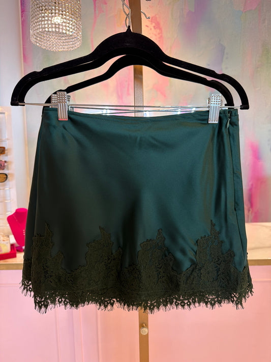 Green Satin Lace Mini