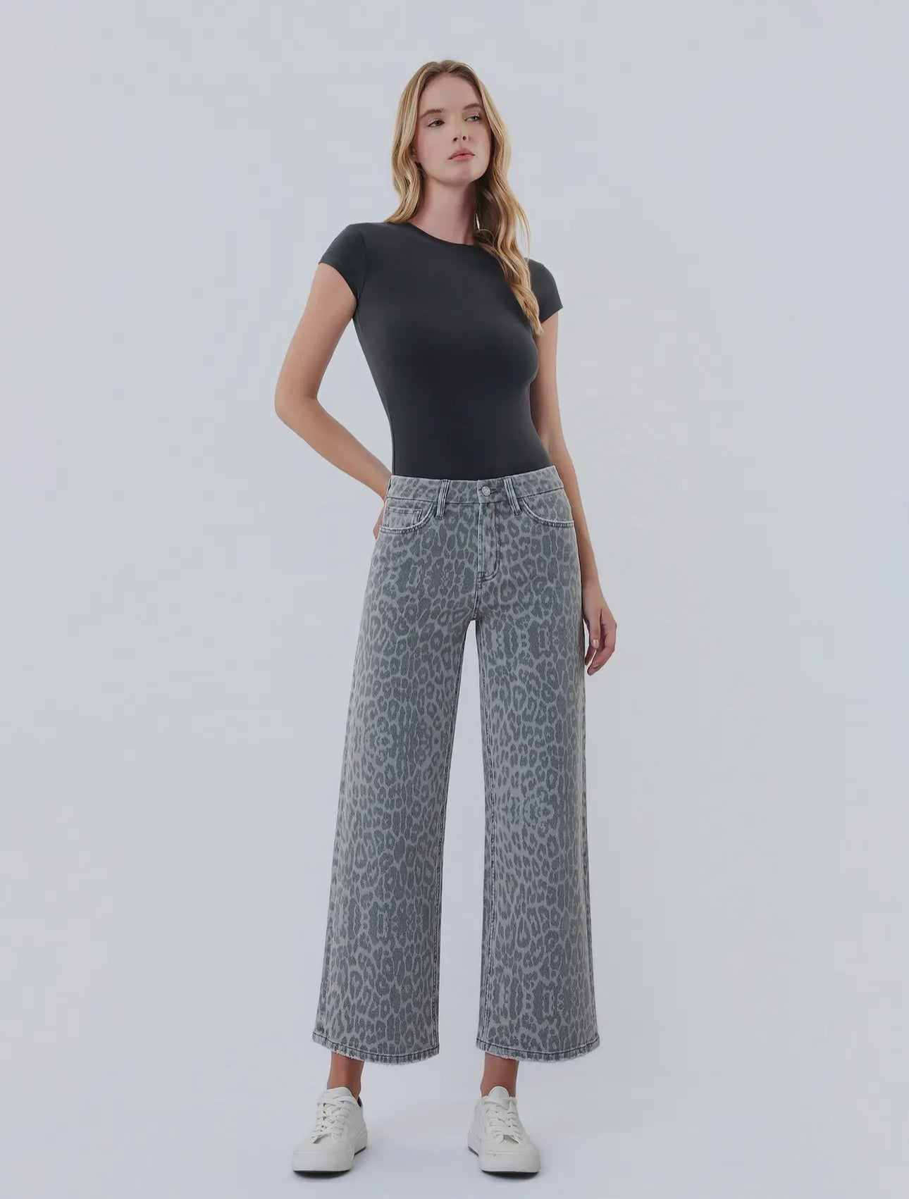 Grey Leopard Denim Pants